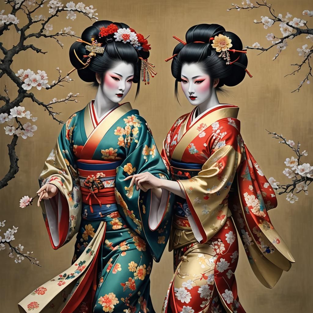 Kabuki Geishas in Magnificent Style