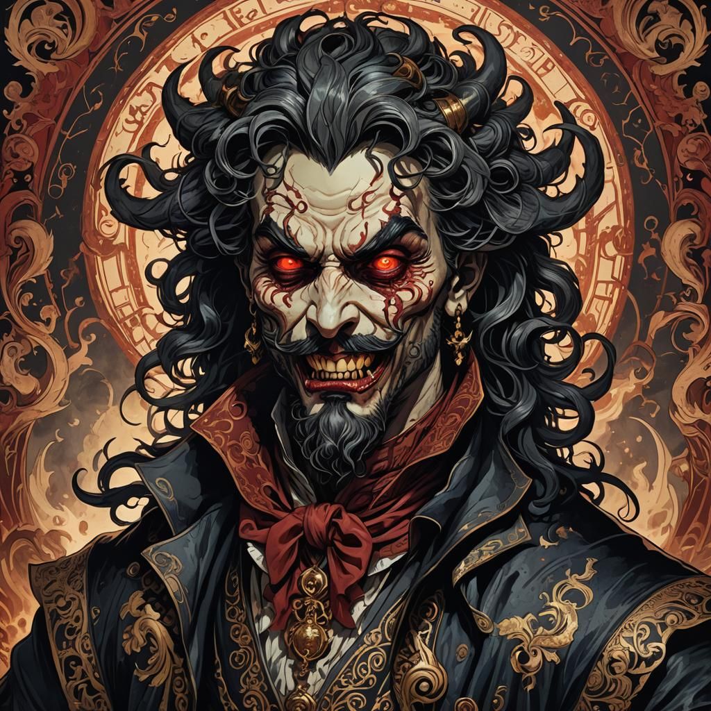 Ominous Demonic Idefix in Hyper-Realistic Anime Style