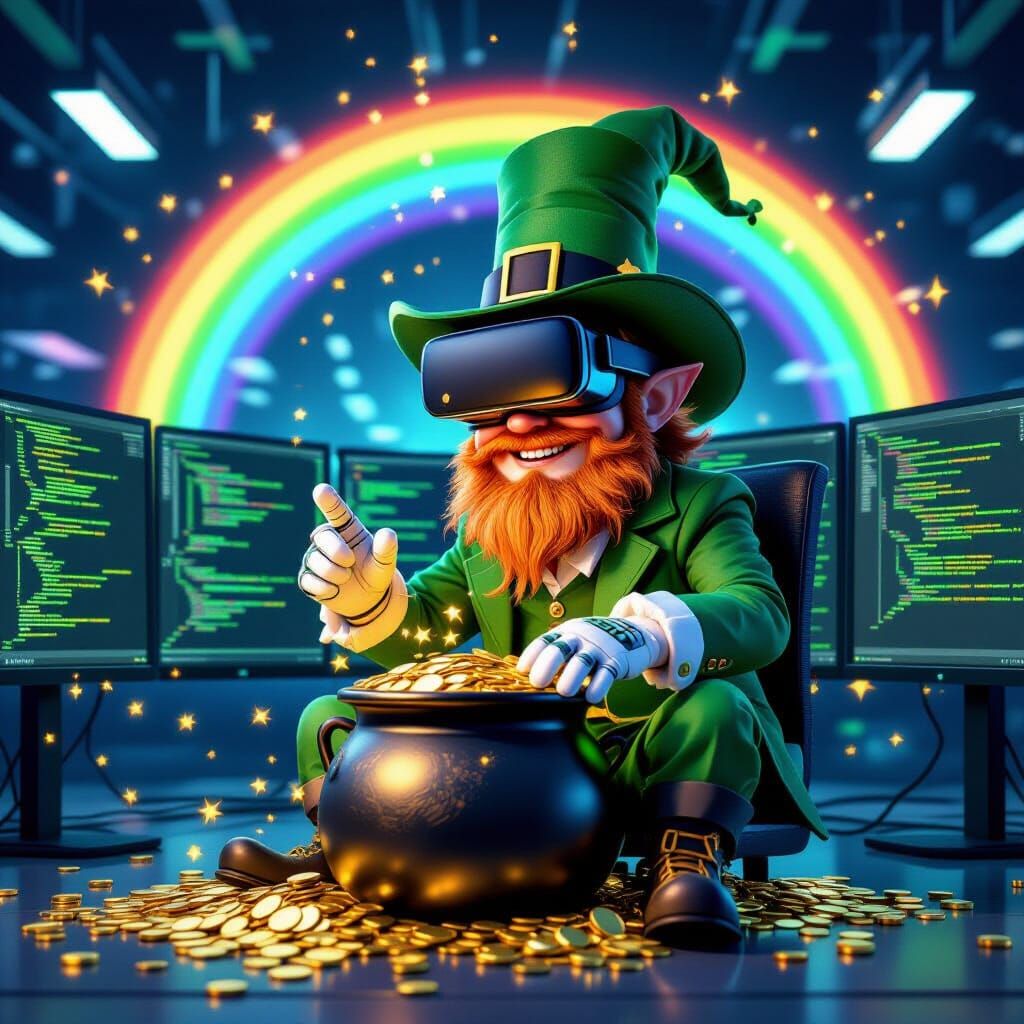 Leprechaun Coder in High-Tech Data Center