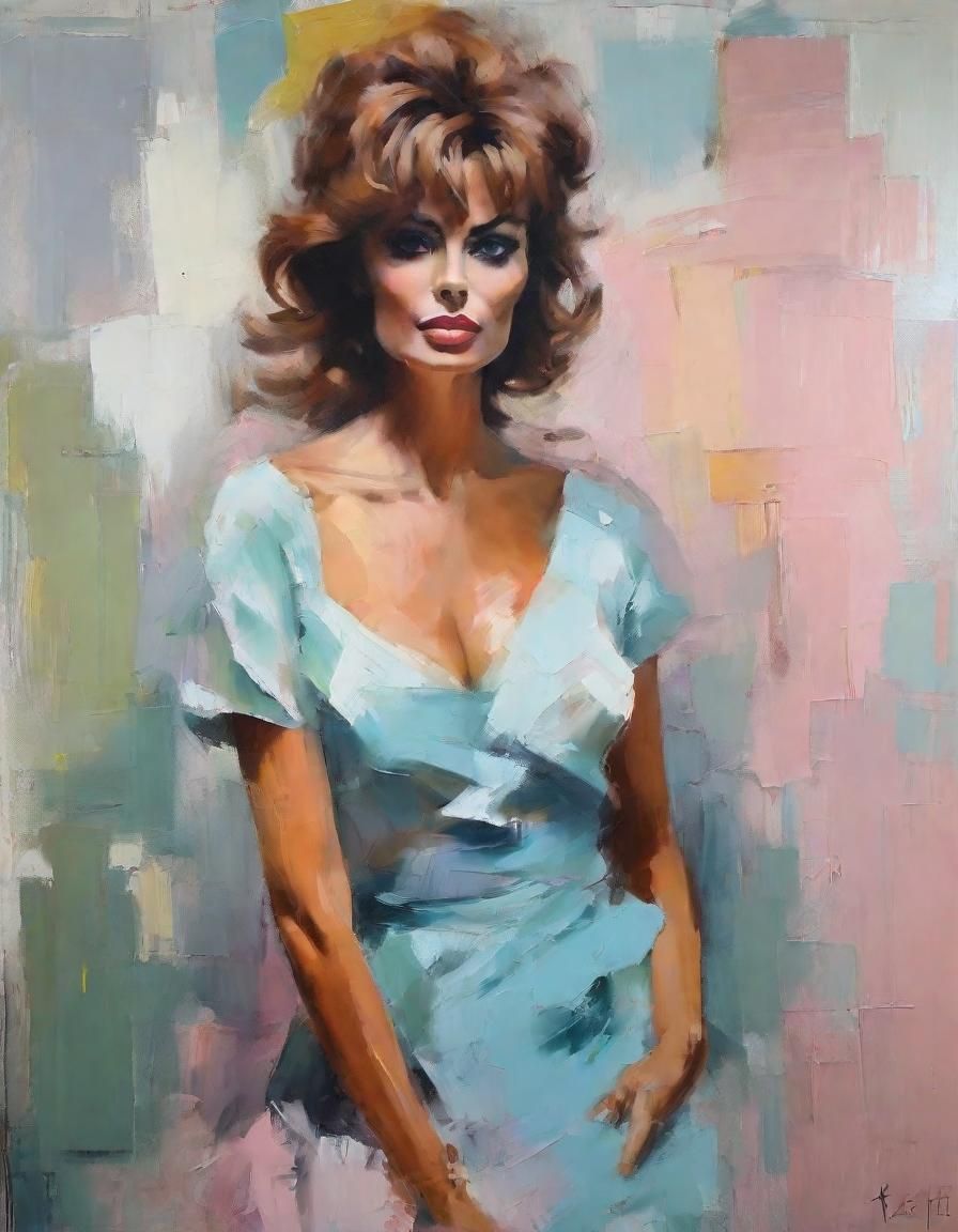 Stylish Portrait in Pastel Colors with Dynamic Brushwork