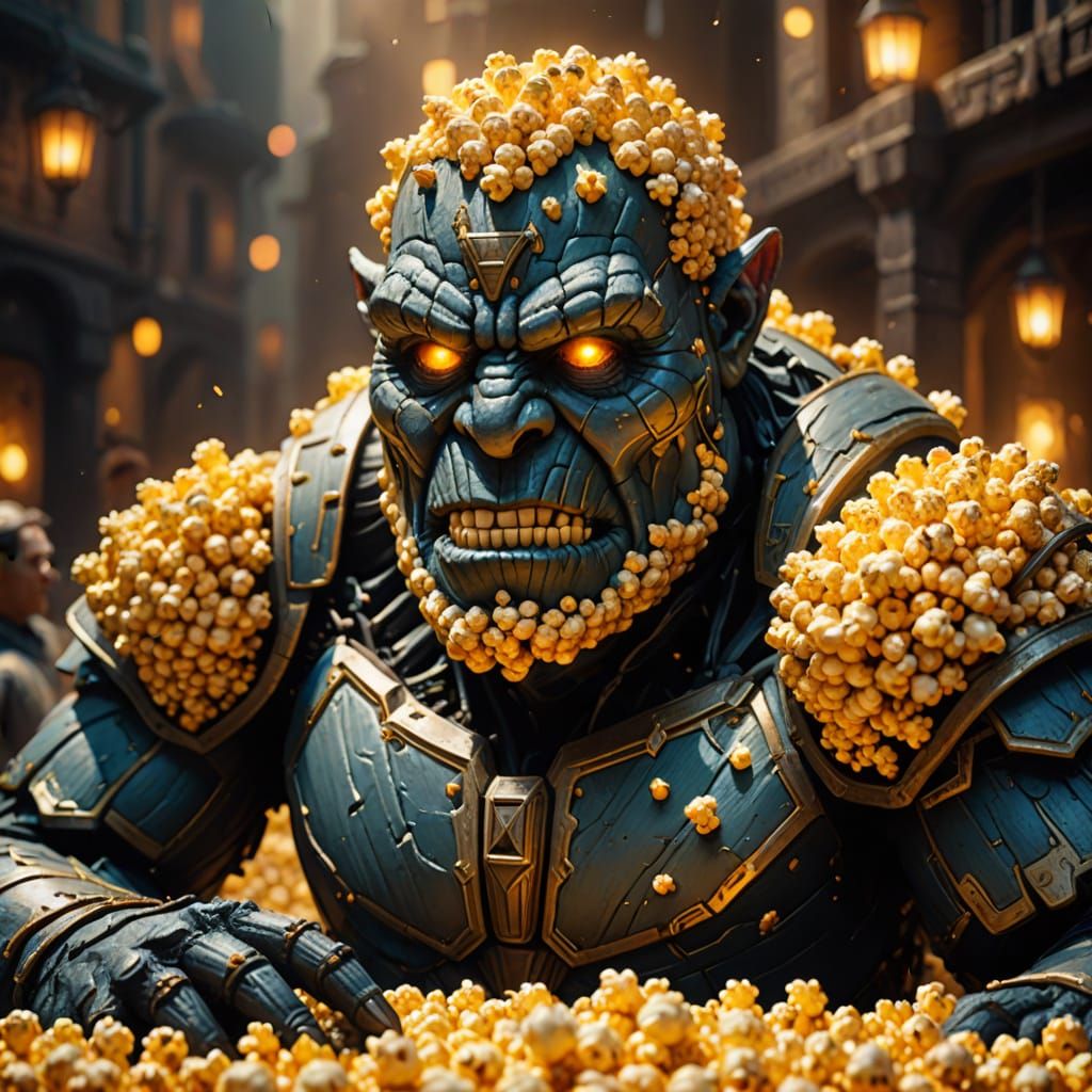 Popcorn Golem Matte Painting with Golden Lighting