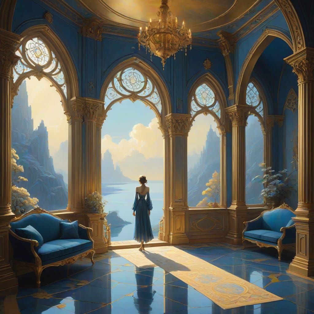Luxurious Dreamscapes in Gold and Blue