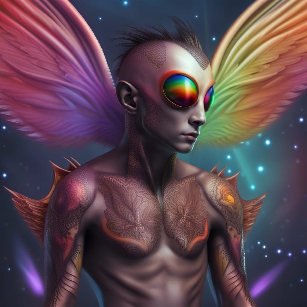 Winged Male Alien: A Unique Digital Portrait