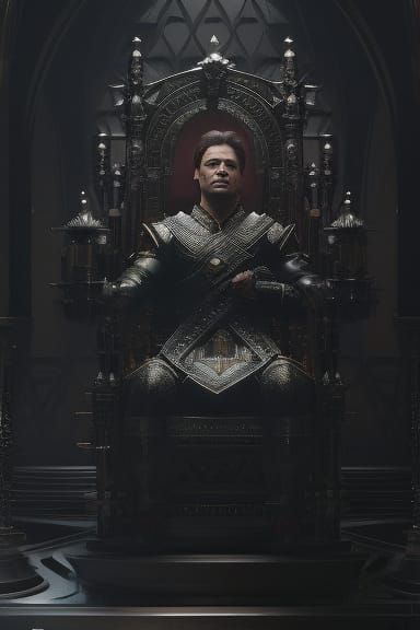 Intricate Dark Fantasy King on Throne Digital Art