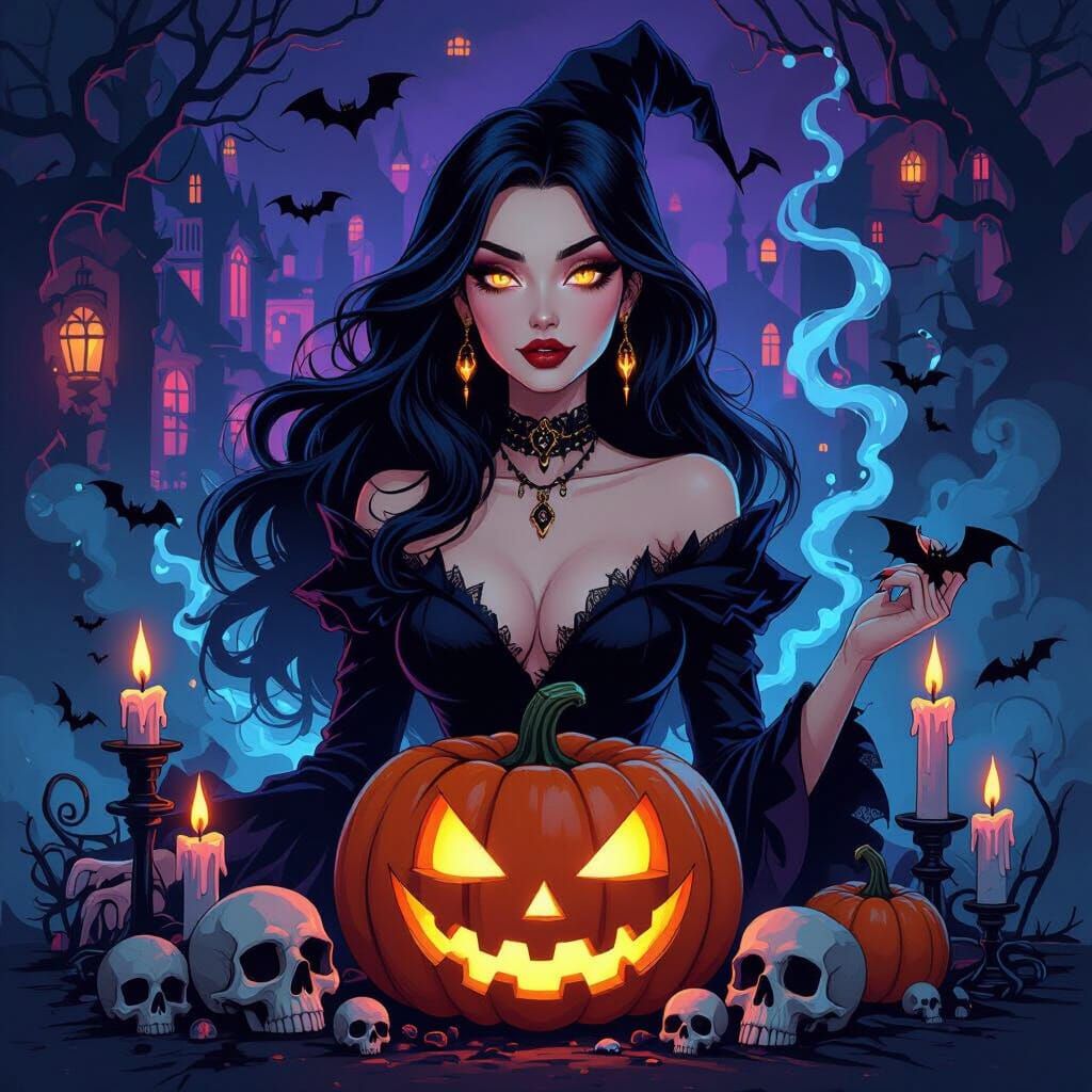 Dark Fantasy Witch Collage T-Shirt Design