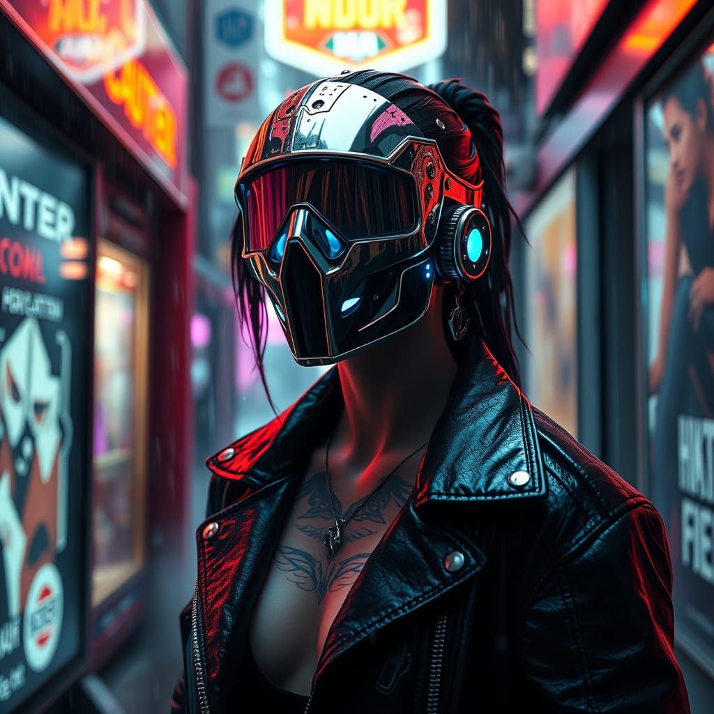 Cyberpunk Hacker in Neon Alley