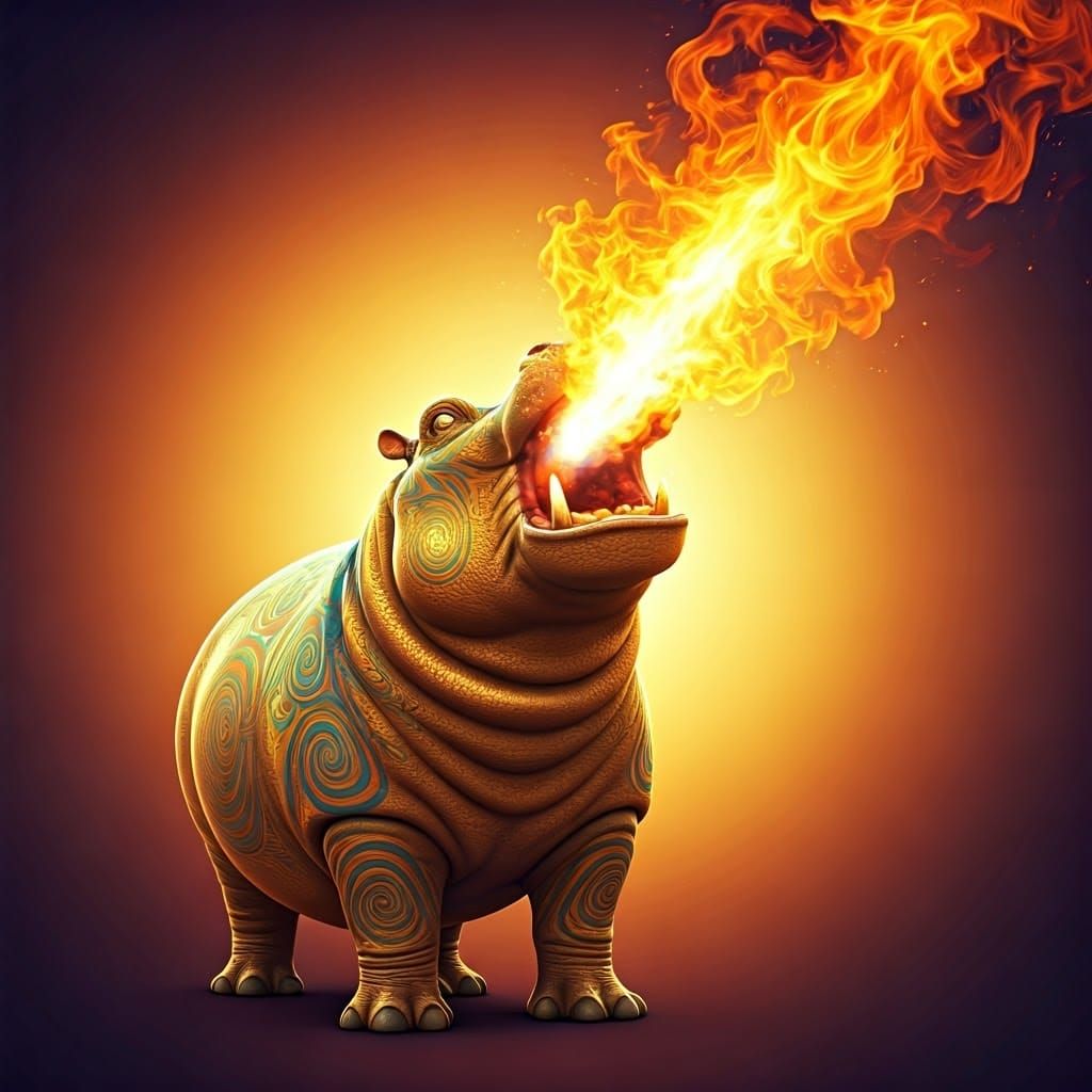 Golden Hippo Unleashes Fiery Fury