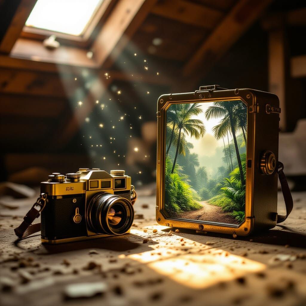Vintage Camera Reveals Alien Jungle Sepia Photograph