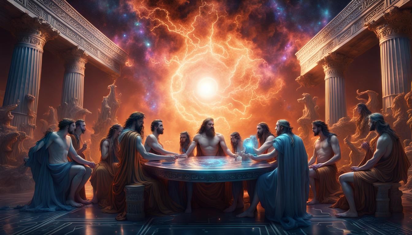 Greek Gods Meeting to Discuss the Void Lord