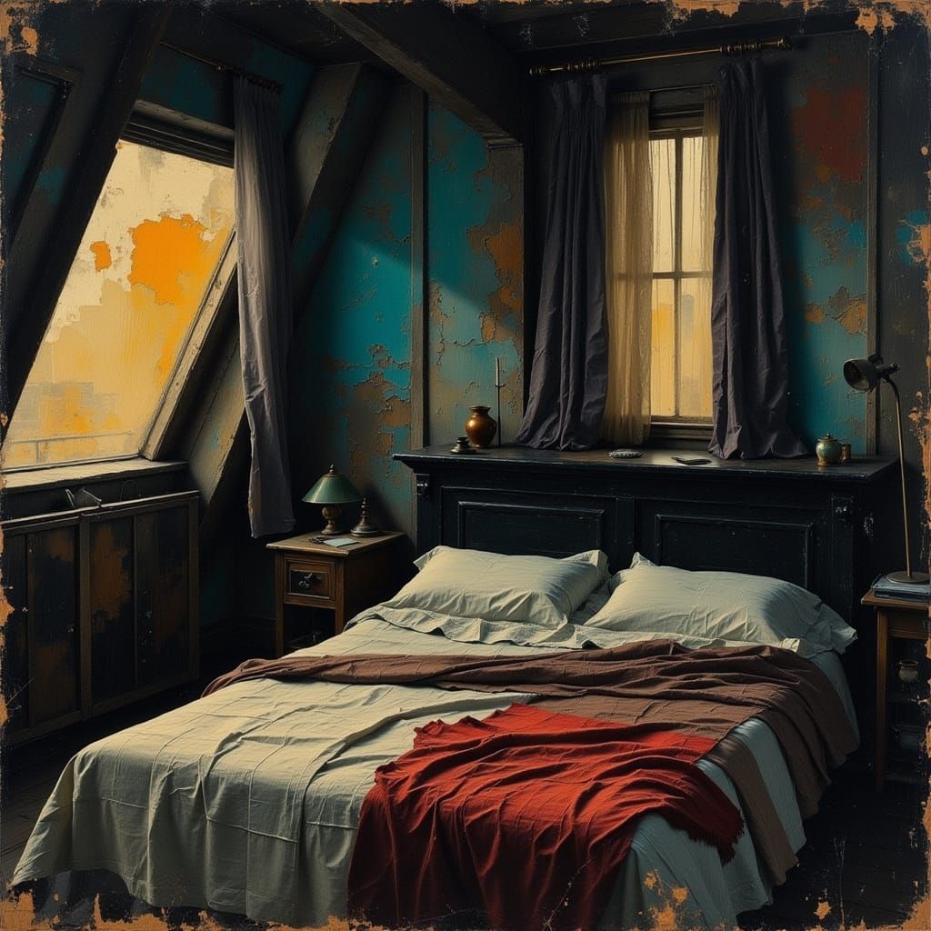 Upstairs Attic Bedroom in Expressionist Style