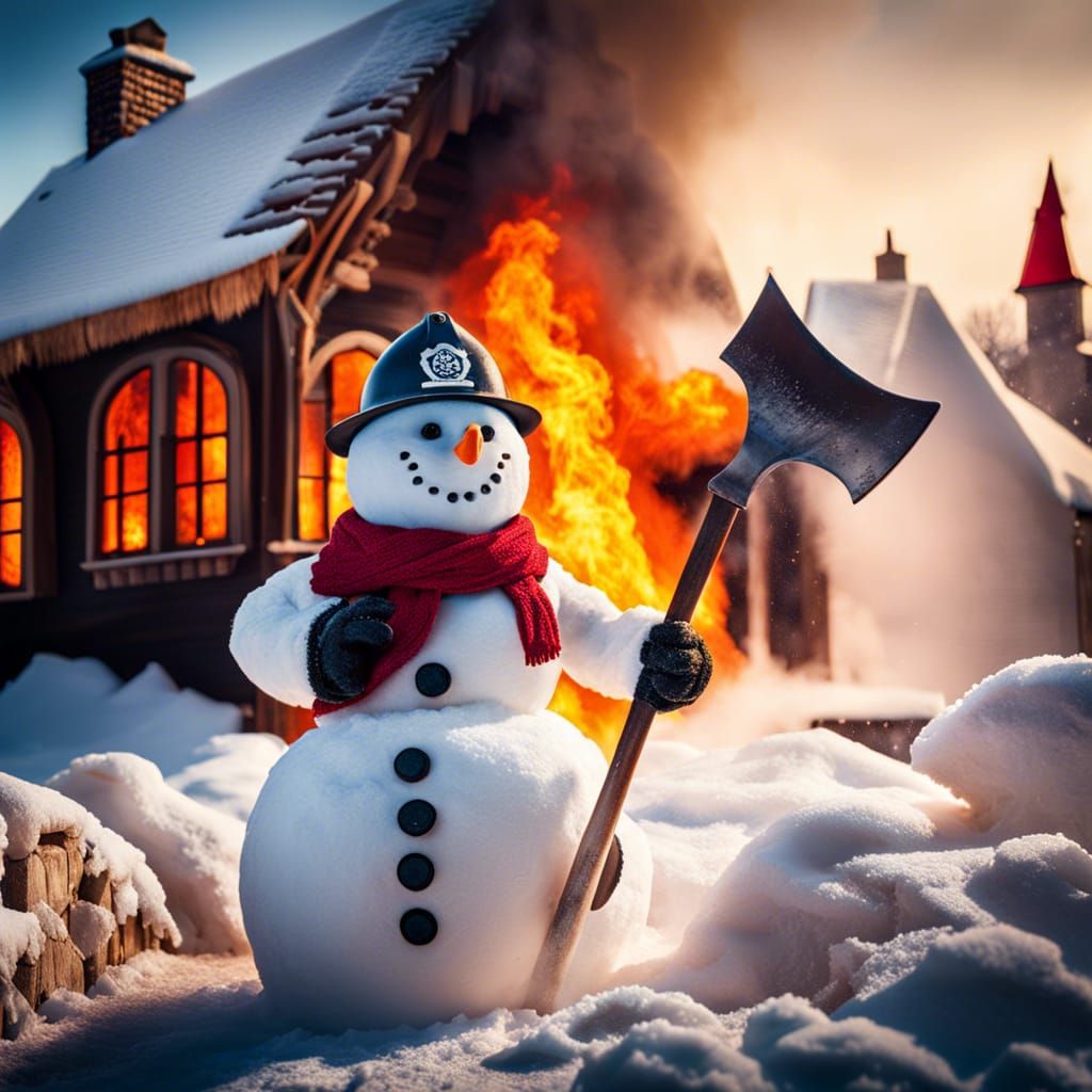 Portrait of a snowman firefighter