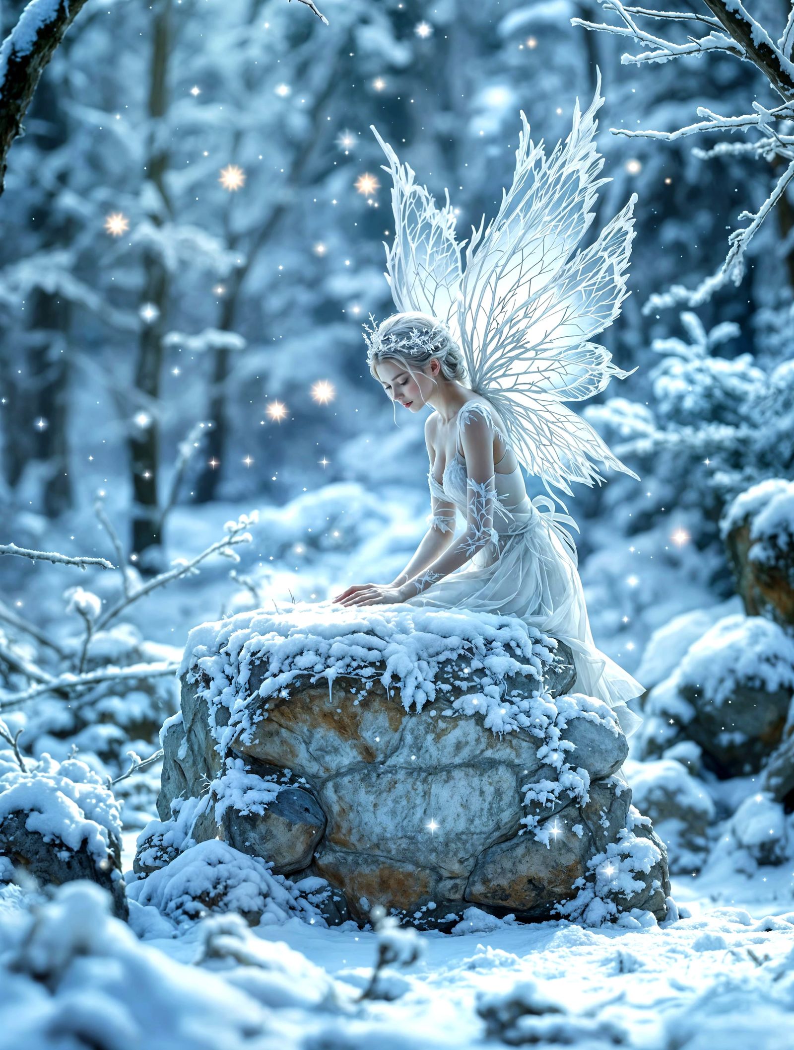 Winter Fairy Descends on Ancient Altar