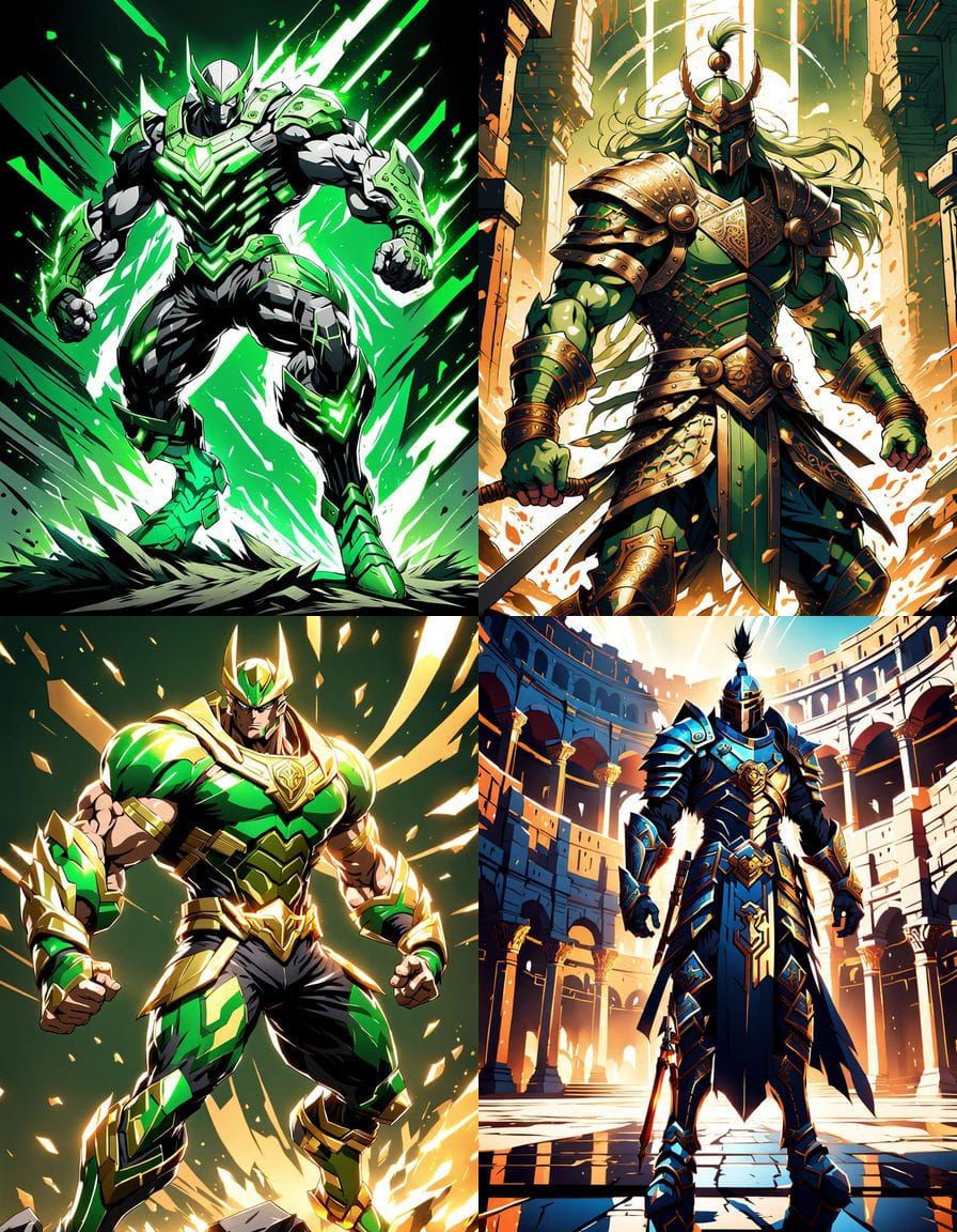 Anime Gladiator Talrek in Green Loincloth - Full Body