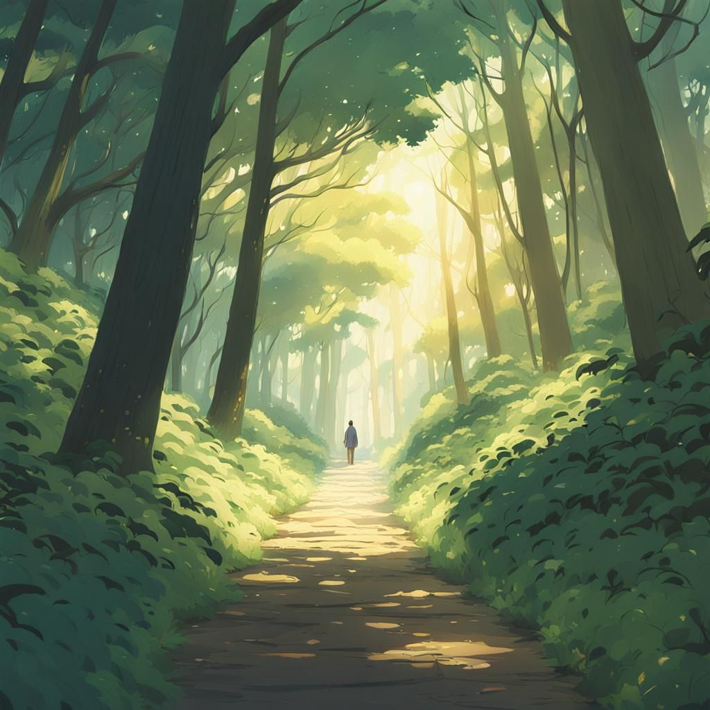 Ethereal Forest Figure in Anime Style