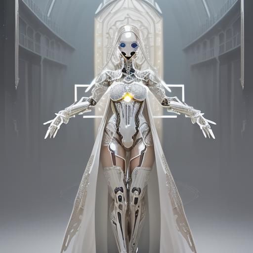 White Goth with Golden Mecha Arms