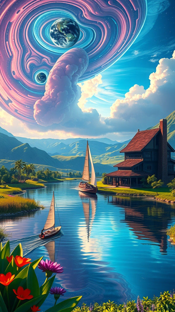 Enchanted Hawaiian Farmland with Steampunk Architecture