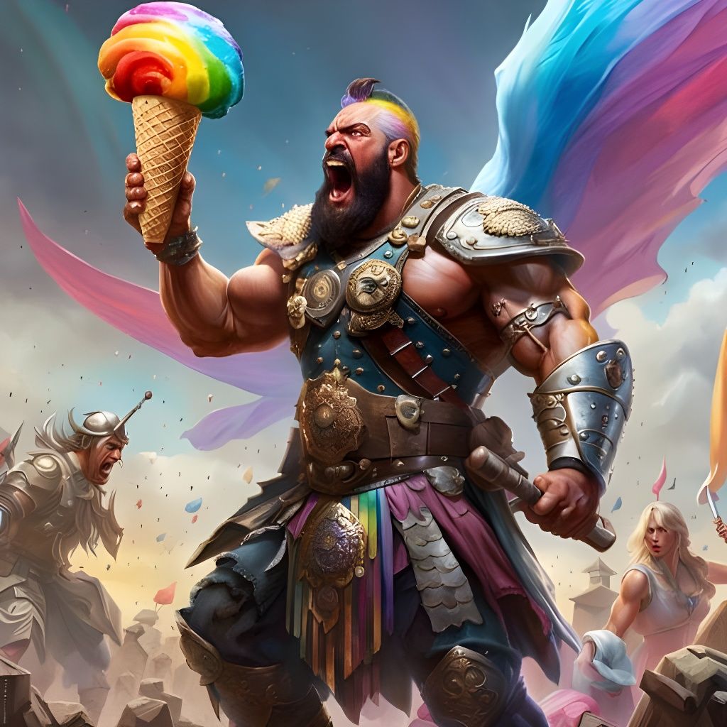 Muscular Warlord with Ice Cream Cone