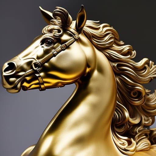 Hyperdetailed Marble Horse Statue in Baroque Style