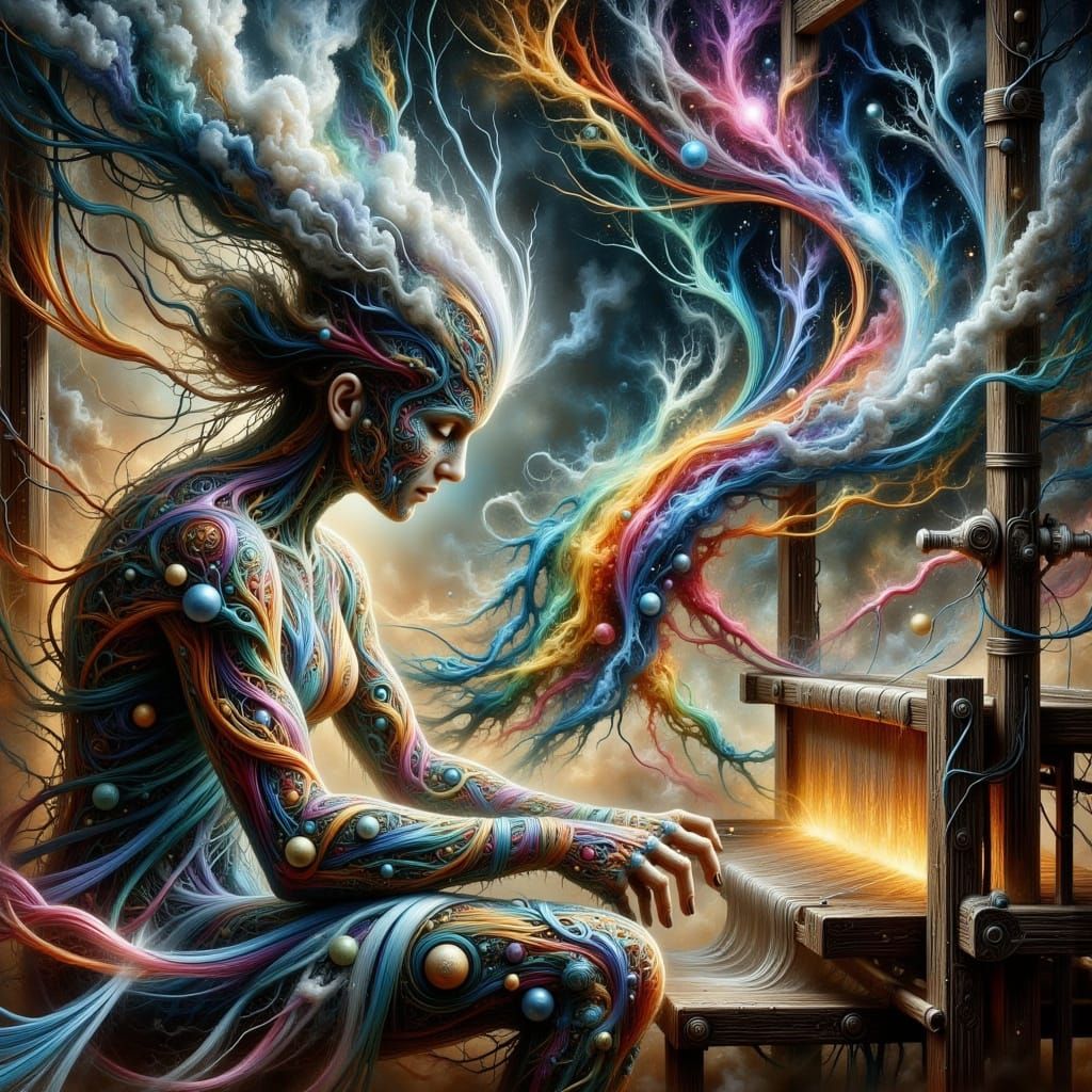 The Weather Weaver in Dreamlike Cyberpunk Style