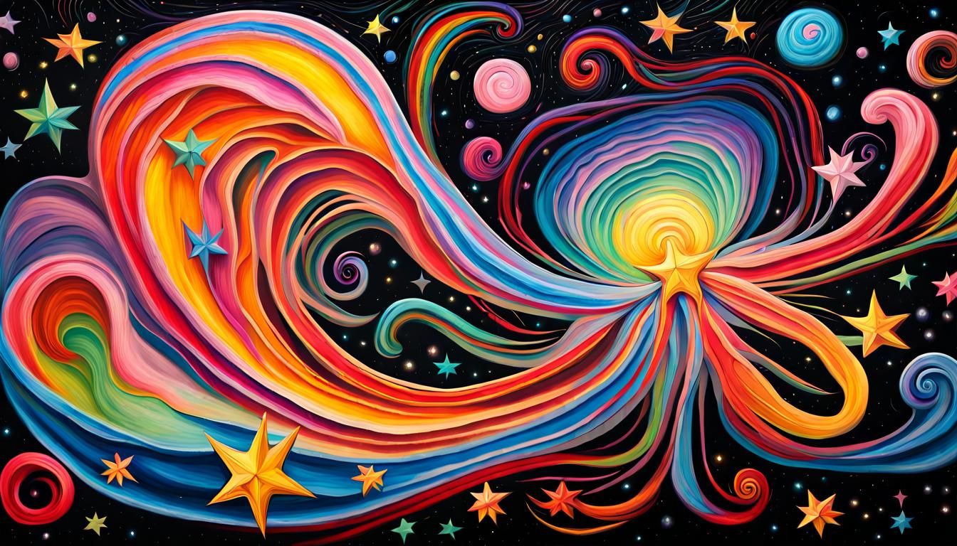 Electromagnetic Star in Impasto Oil Paint Style