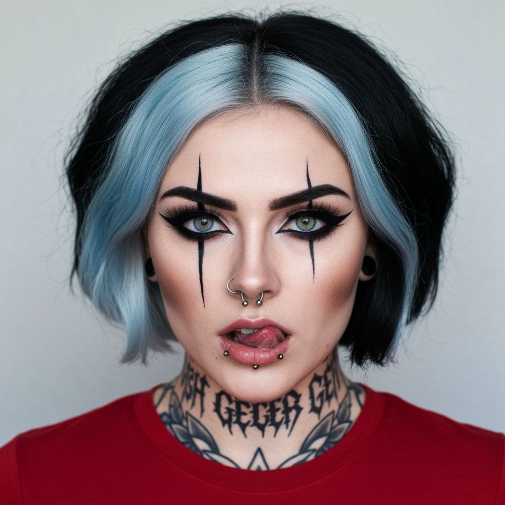 Edgy Woman with Tattoos in Zeipel Style