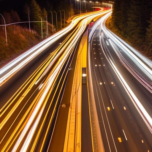 Night Highway Long Exposure: Art Photography Style