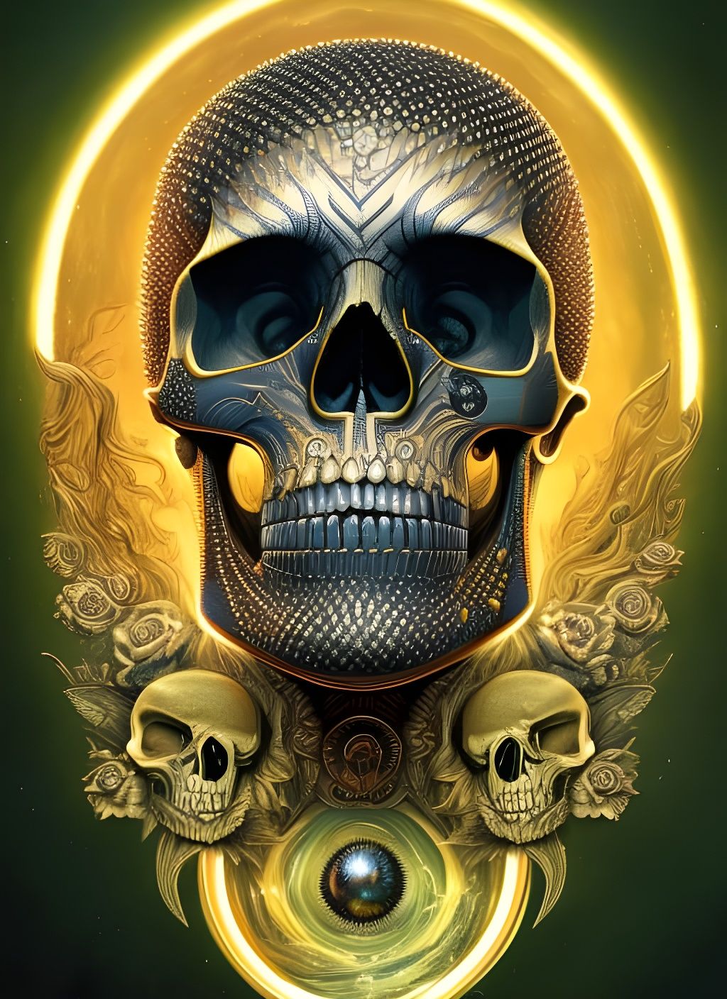 Diamond Skull Portrait in Hyperrealistic Style
