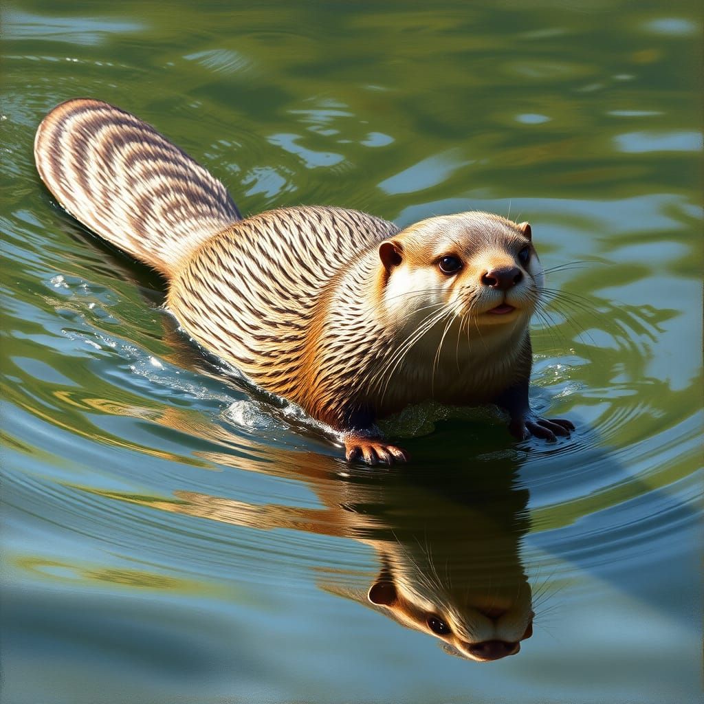 Majestic Otter in Impressionist Wildlife Style