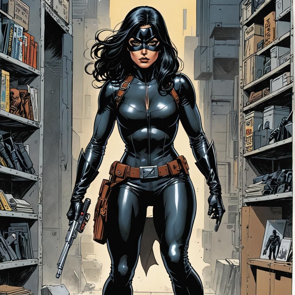 Latina Vigilante in City Alley, Gil Kane Illustration