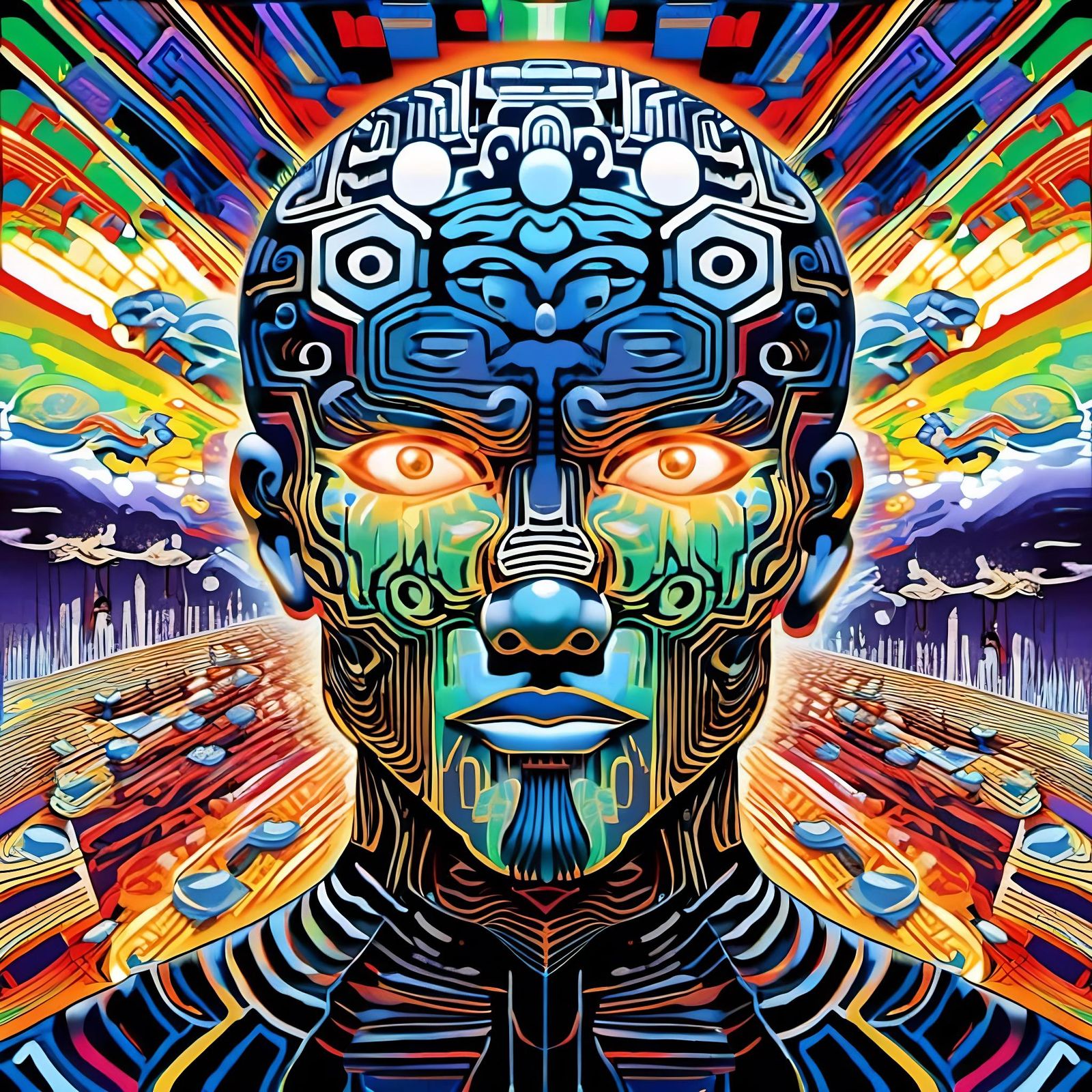 Prismatic Humanoid Avatar in Ukiyo-e Style