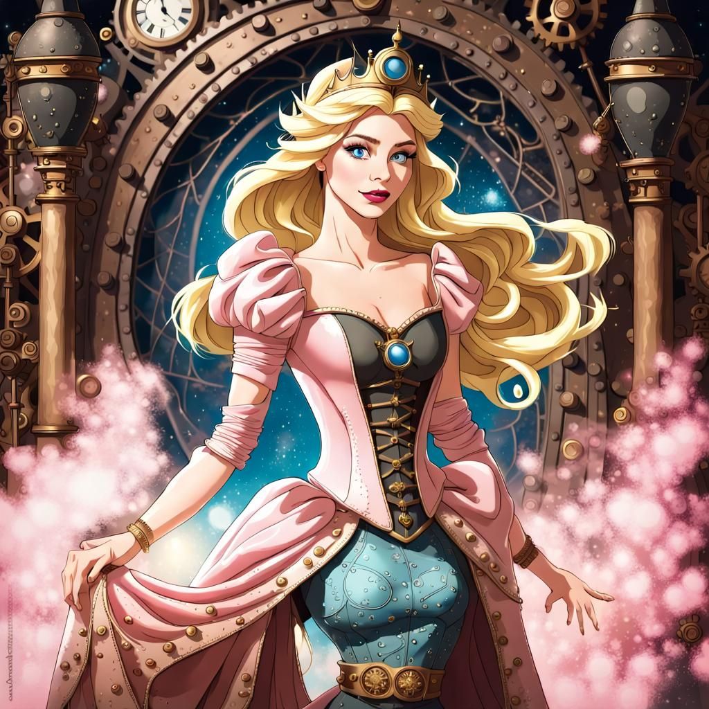 Princess Aurora in Steampunk Dreamscape