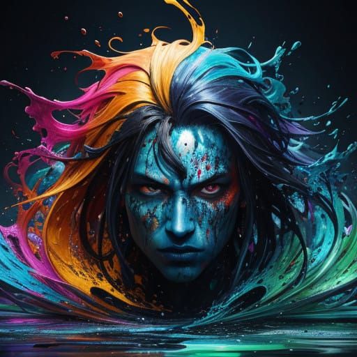 Vibrant Abstract Portrait in Hyperrealistic Style