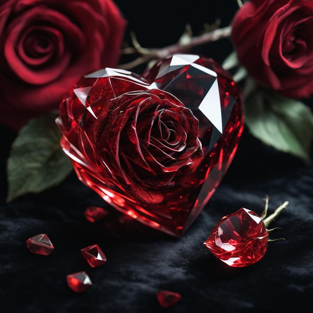 Crystal Heart and Rose: Surreal Macro Photography