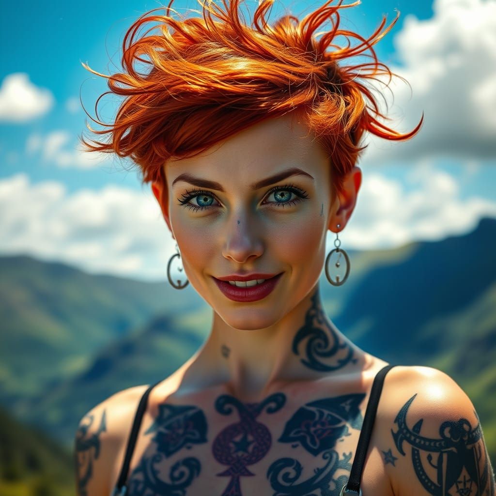 Ethereal Irish Goddess amidst Emerald Mountains