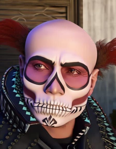 Man with Realistic Sugar Skull Makeup in 8K