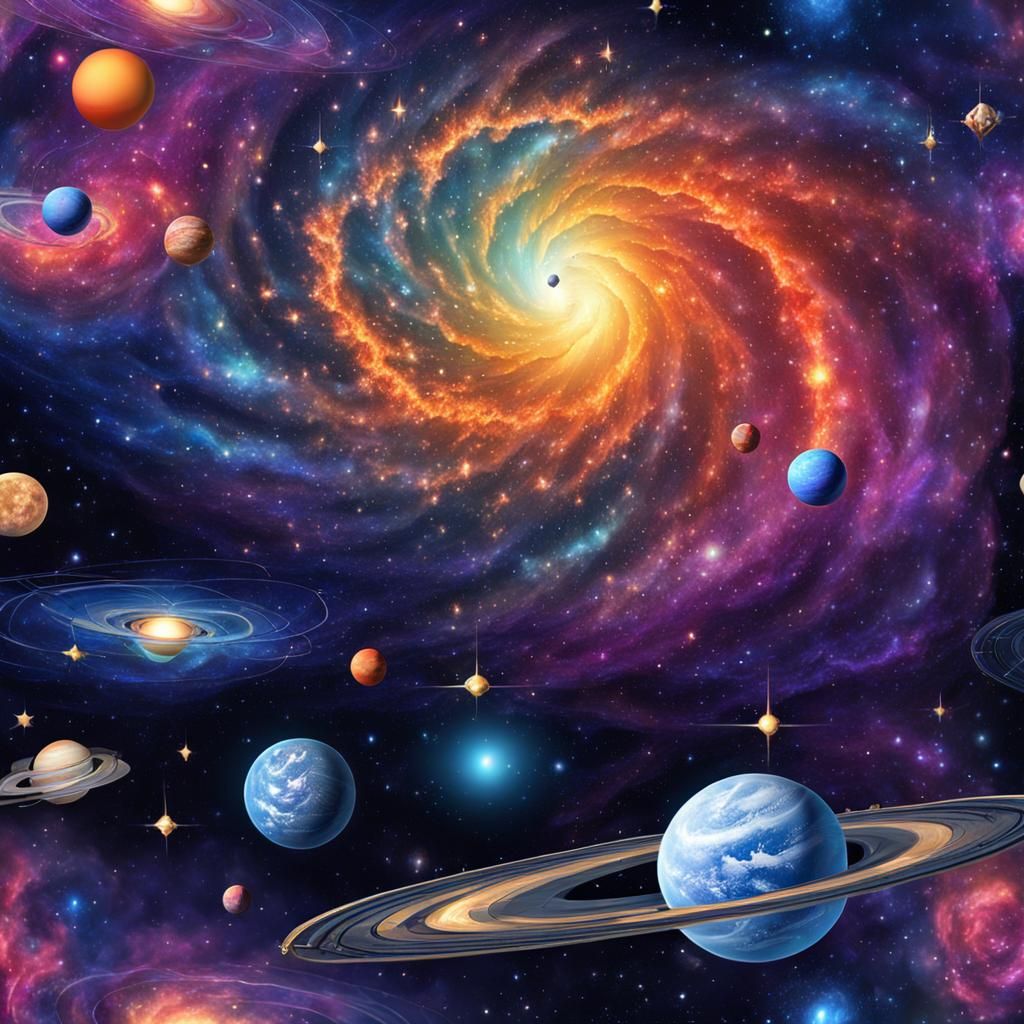 Colorful Swirling Galaxy in Space