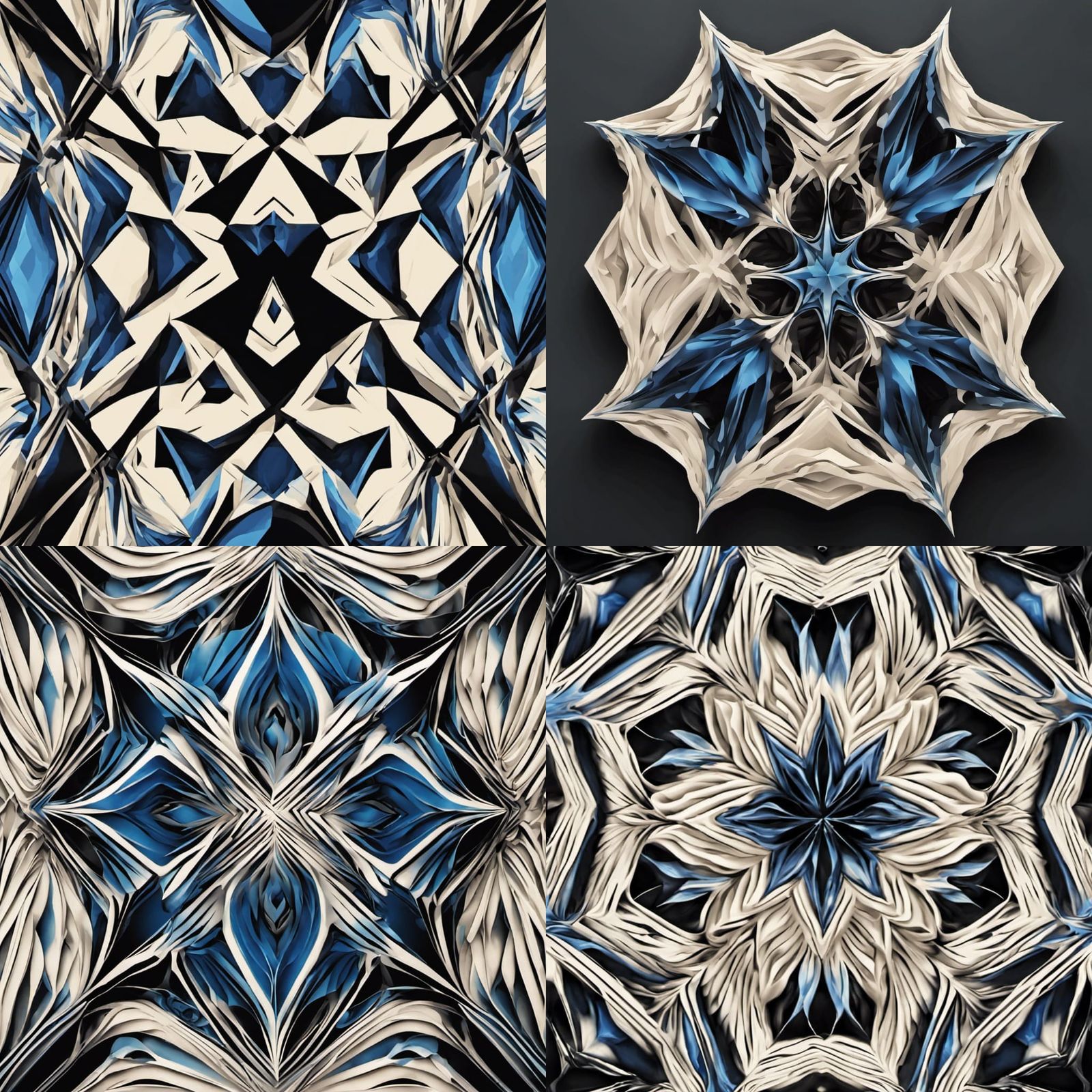 Symmetrical Hollow Diamond Pattern in Black and Blue