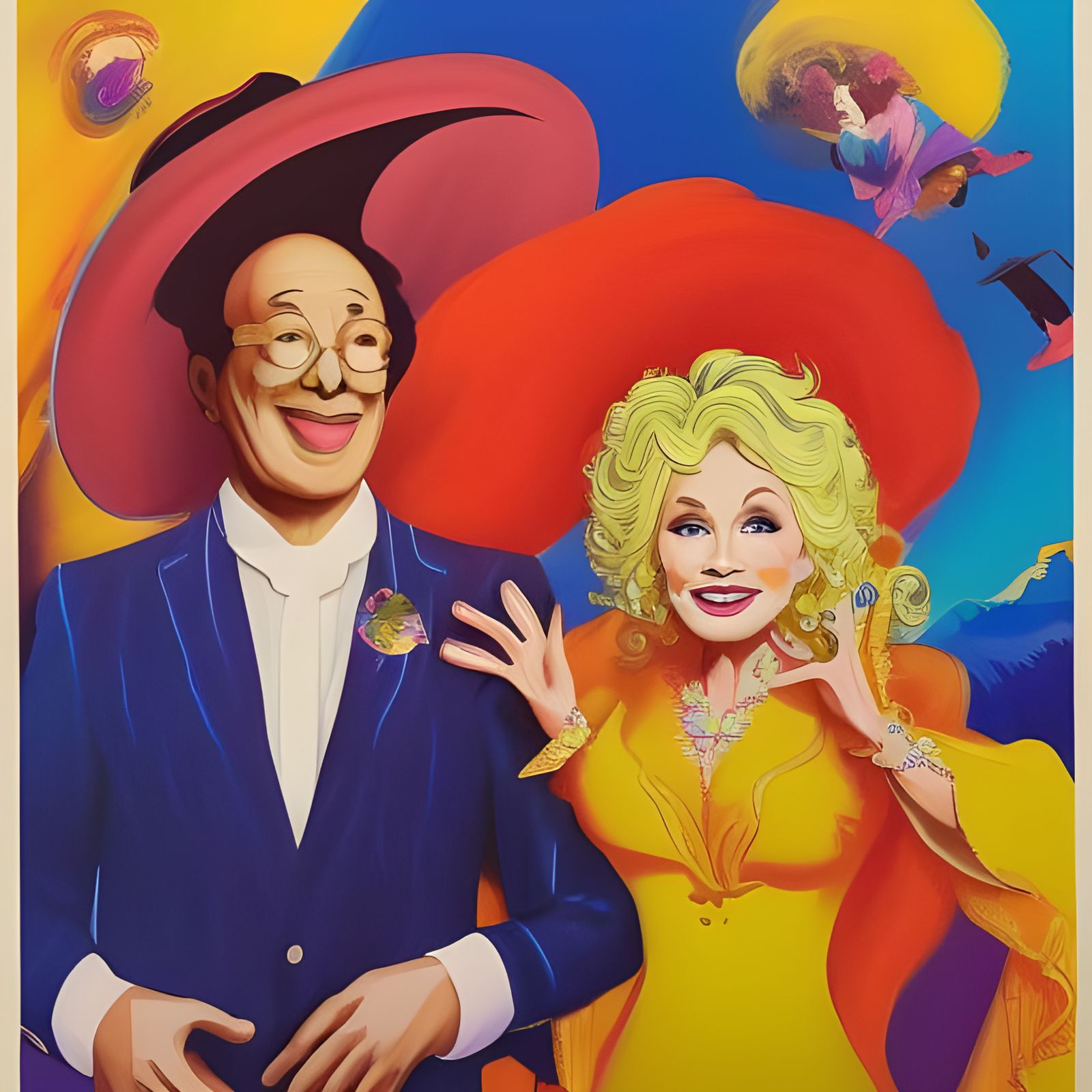 Dolly Parton and Dalai Lama as Hello Dolly! in Surrealist St...