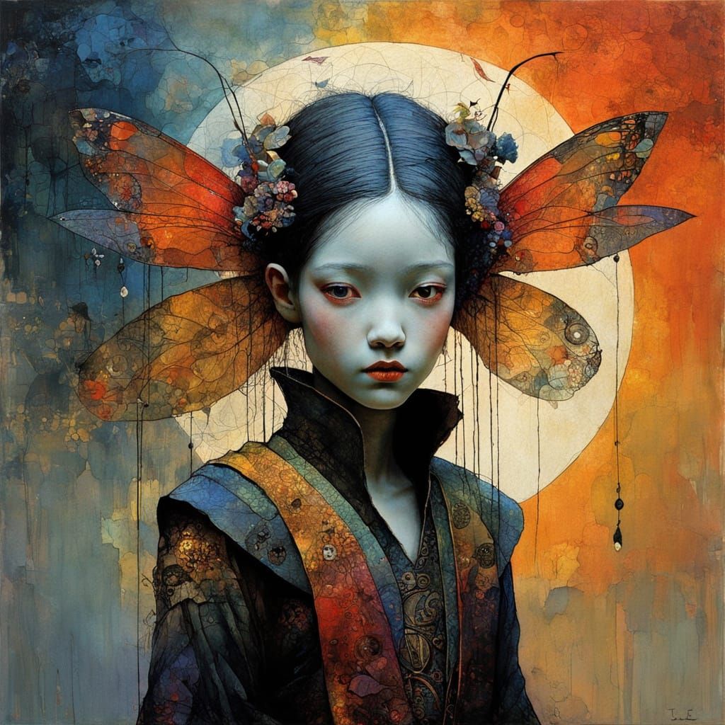 Ethereal Fairy in Vibrant Sunset Hues