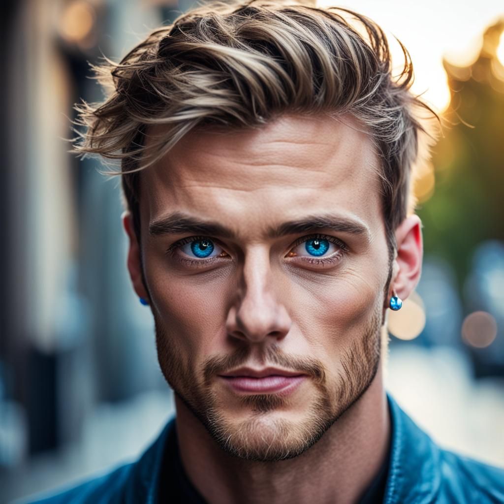 Portrait of a Handsome Young Man with Piercing Eyes