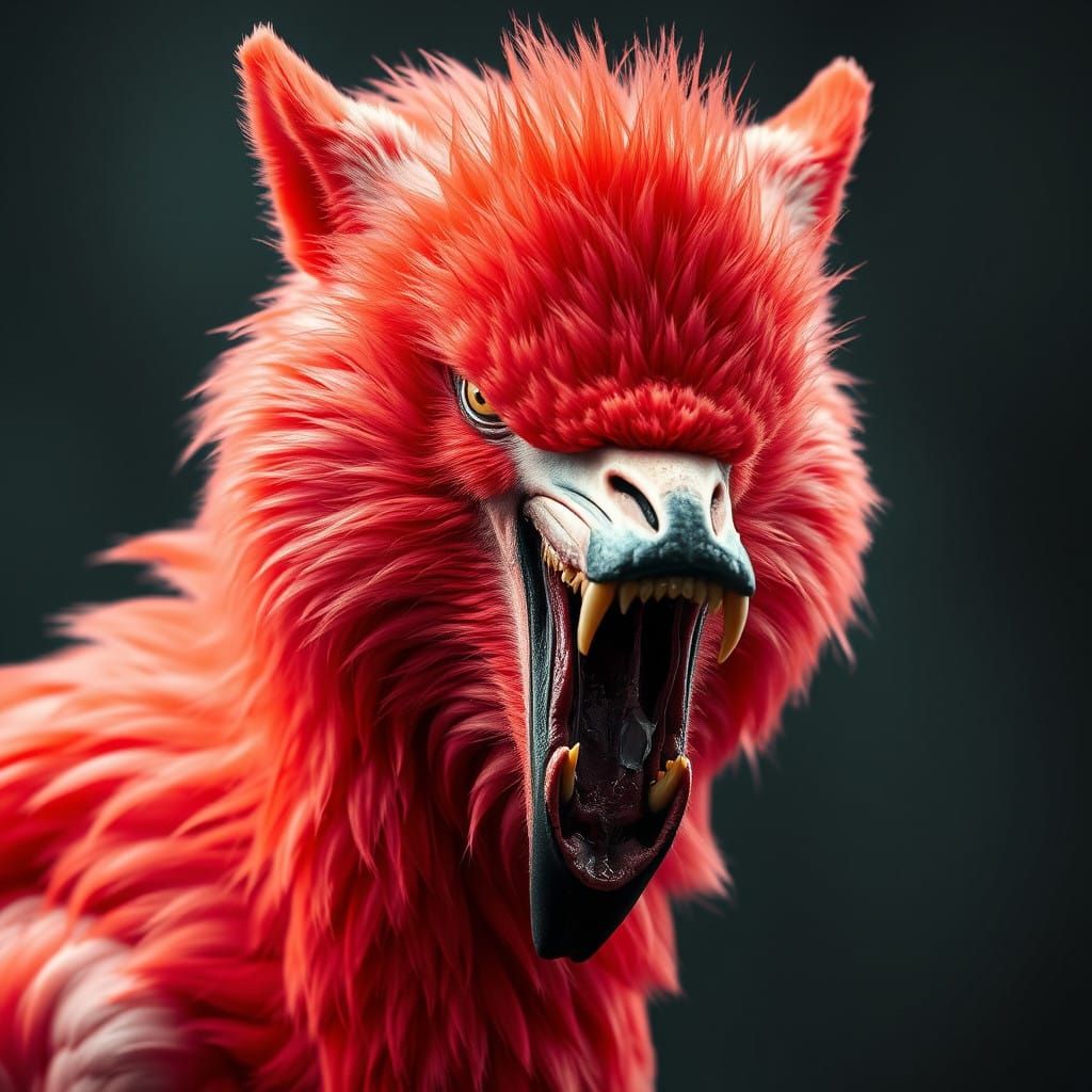 Flamingo Werewolf Emerges with Fierce Frenzy