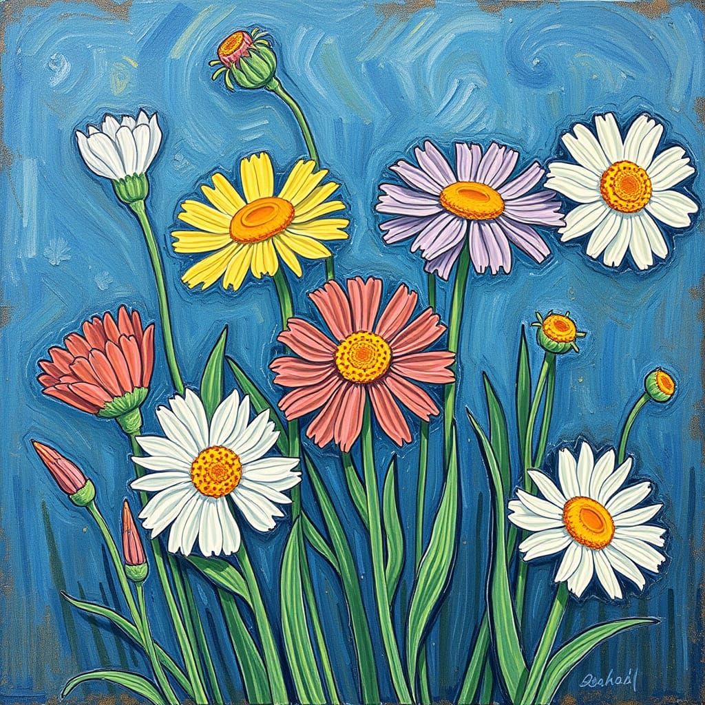 Van Gogh Style Flowers: Impressionist Floral Art