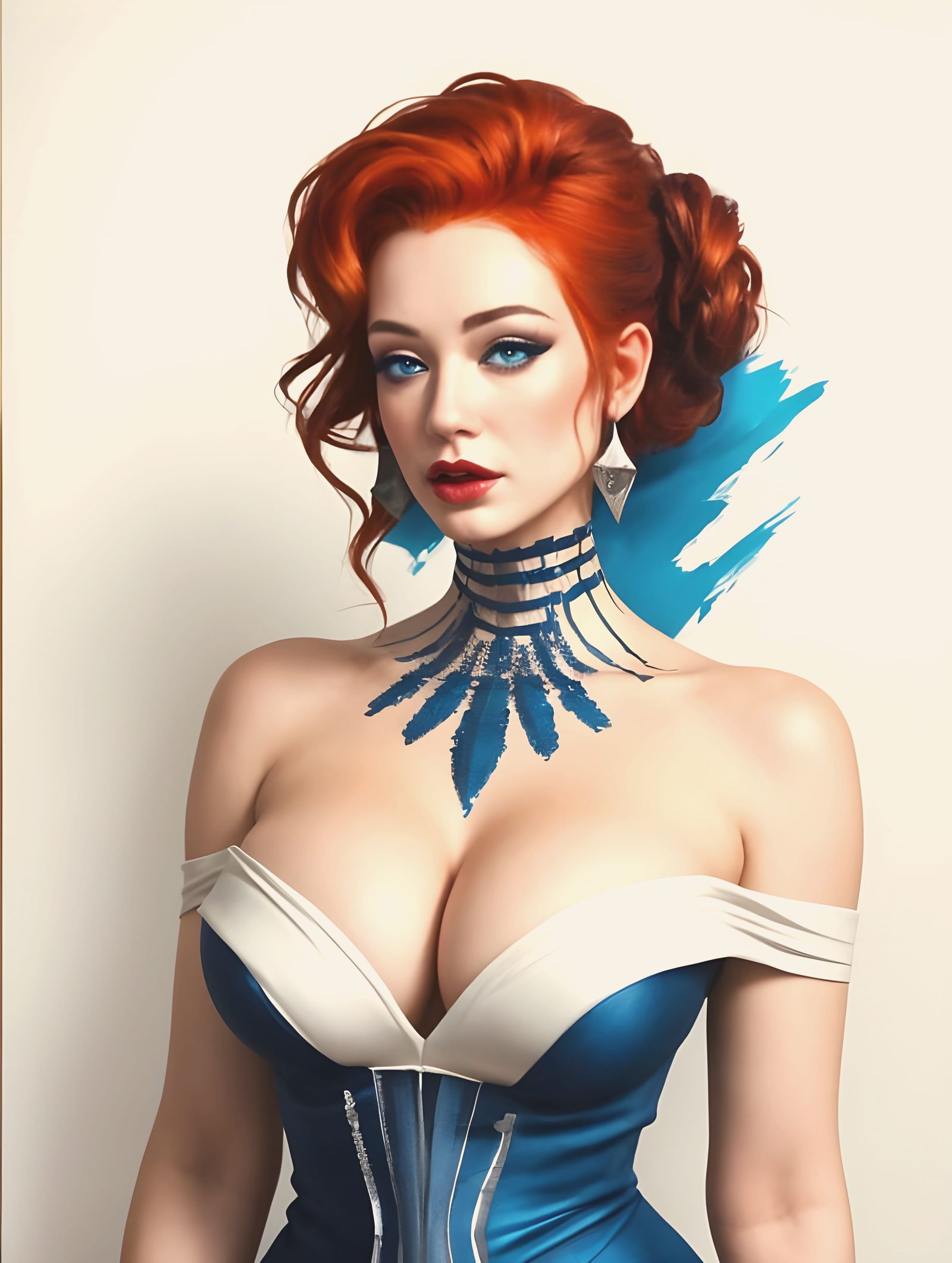 Christina Hendricks as Pinup Girl in Brutalist Expressionist...