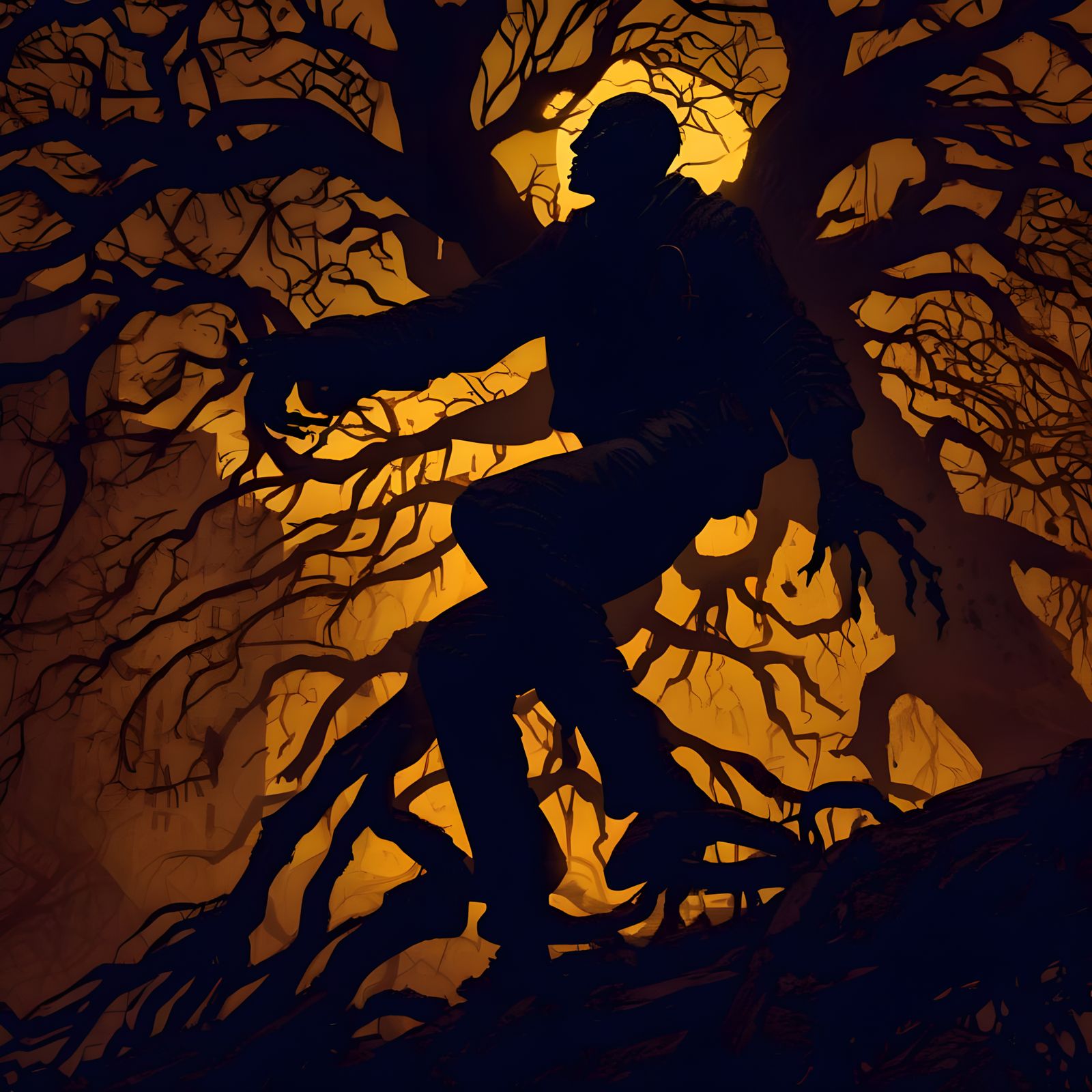 Haunting Figure in Dark Fantasy Ruins