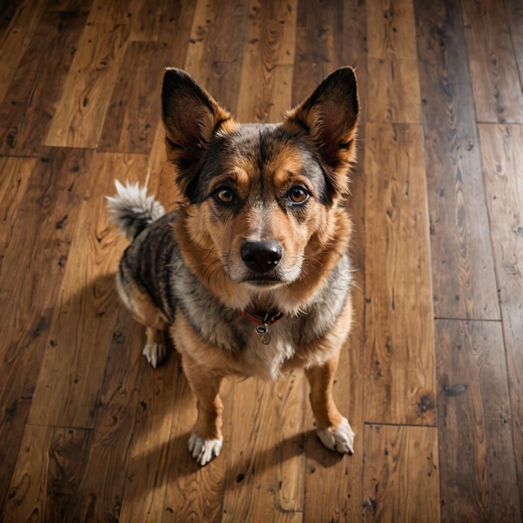 Cinematic Canine Portrait in Warm Wood Tone