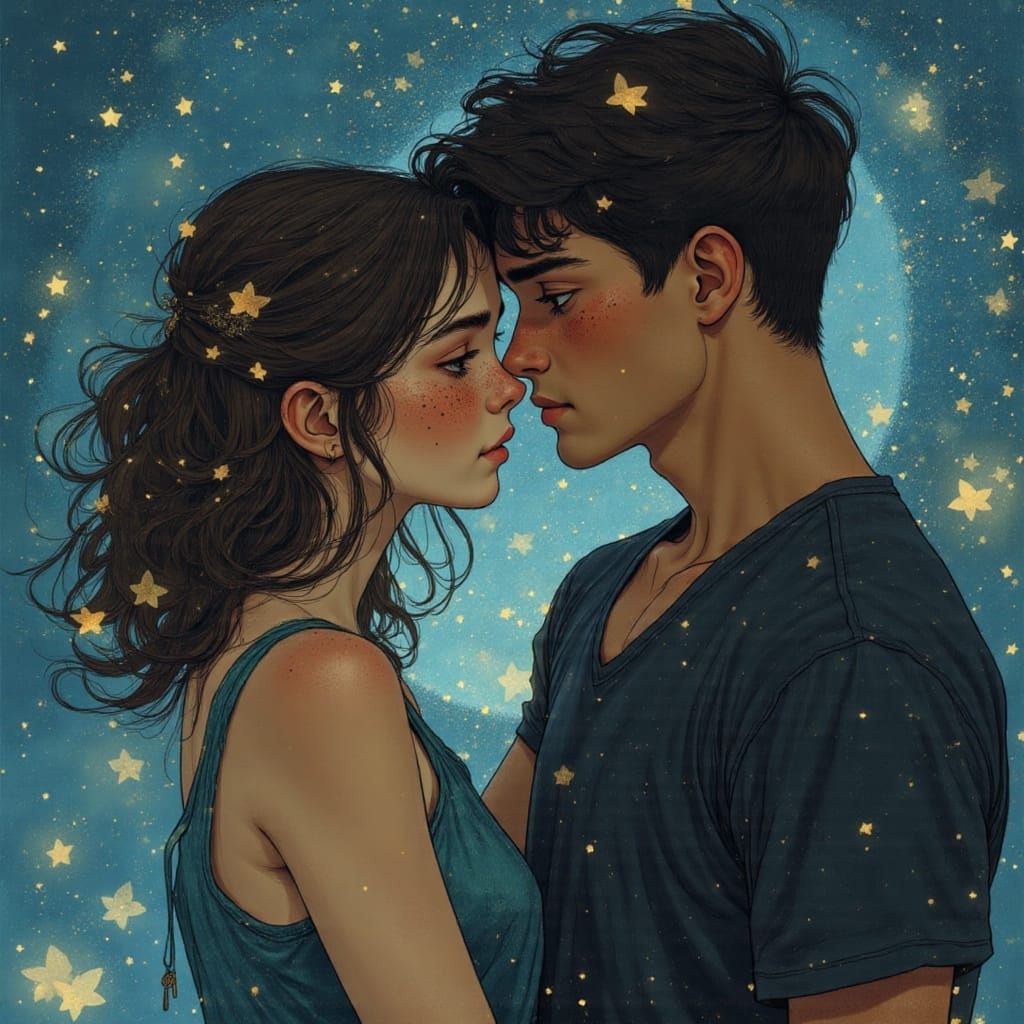 Couple in Love Under Starlight