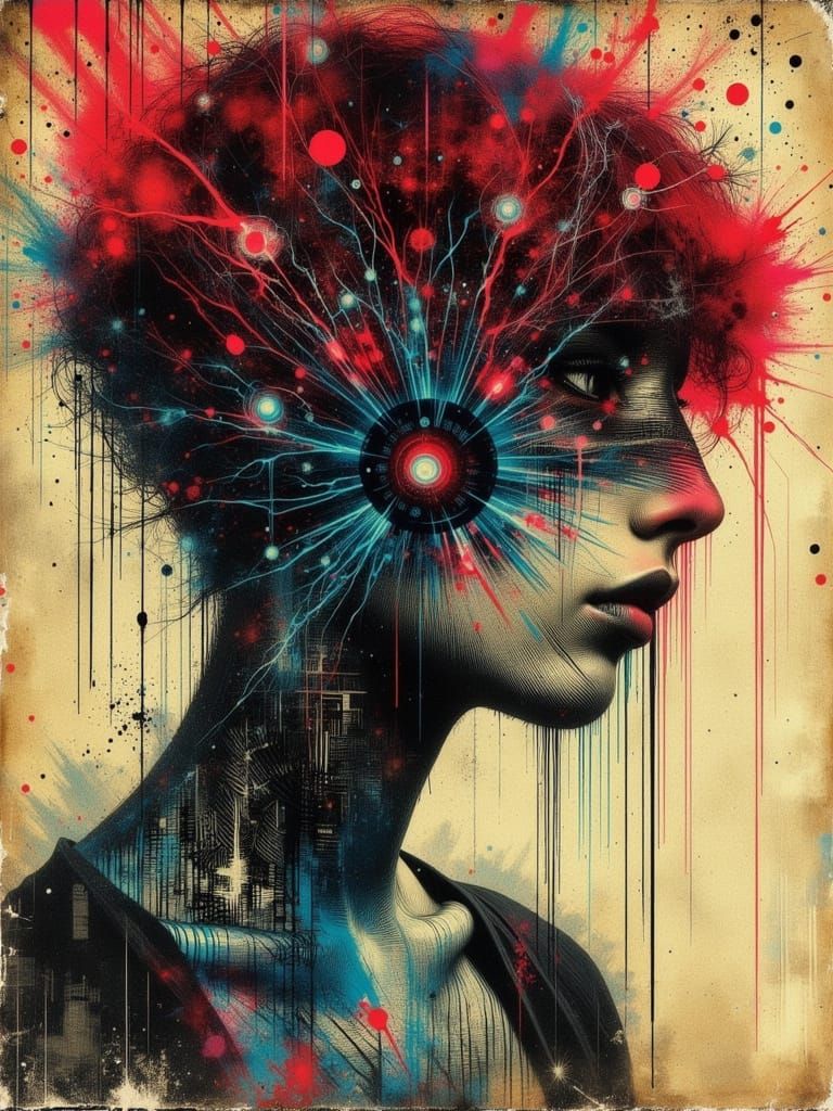 Gothic Abstract Surreal Portrait in Despaircore Style