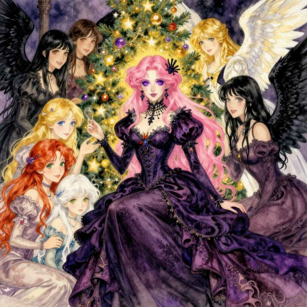 Gothic Christmas Gathering with Angels