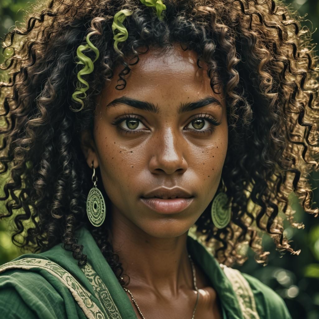 Stunning Cinematic Portrait of a Curly-Haired Girl