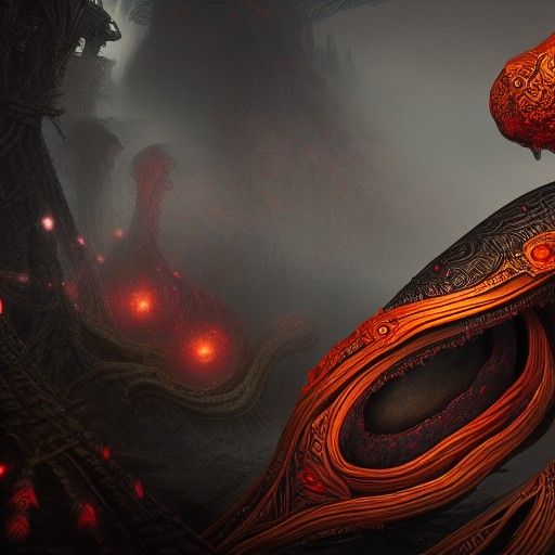 Black Heart in Rib Cage: Detailed Matte Painting